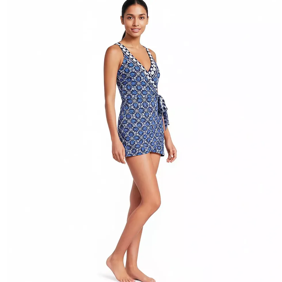 Women's Side Tie Mini Swim Dress Swimsuit