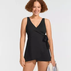 Women's Side Tie Mini Swim Dress Swimsuit