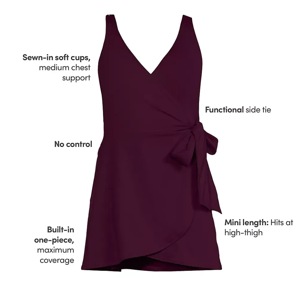 Women's Side Tie Mini Swim Dress Swimsuit
