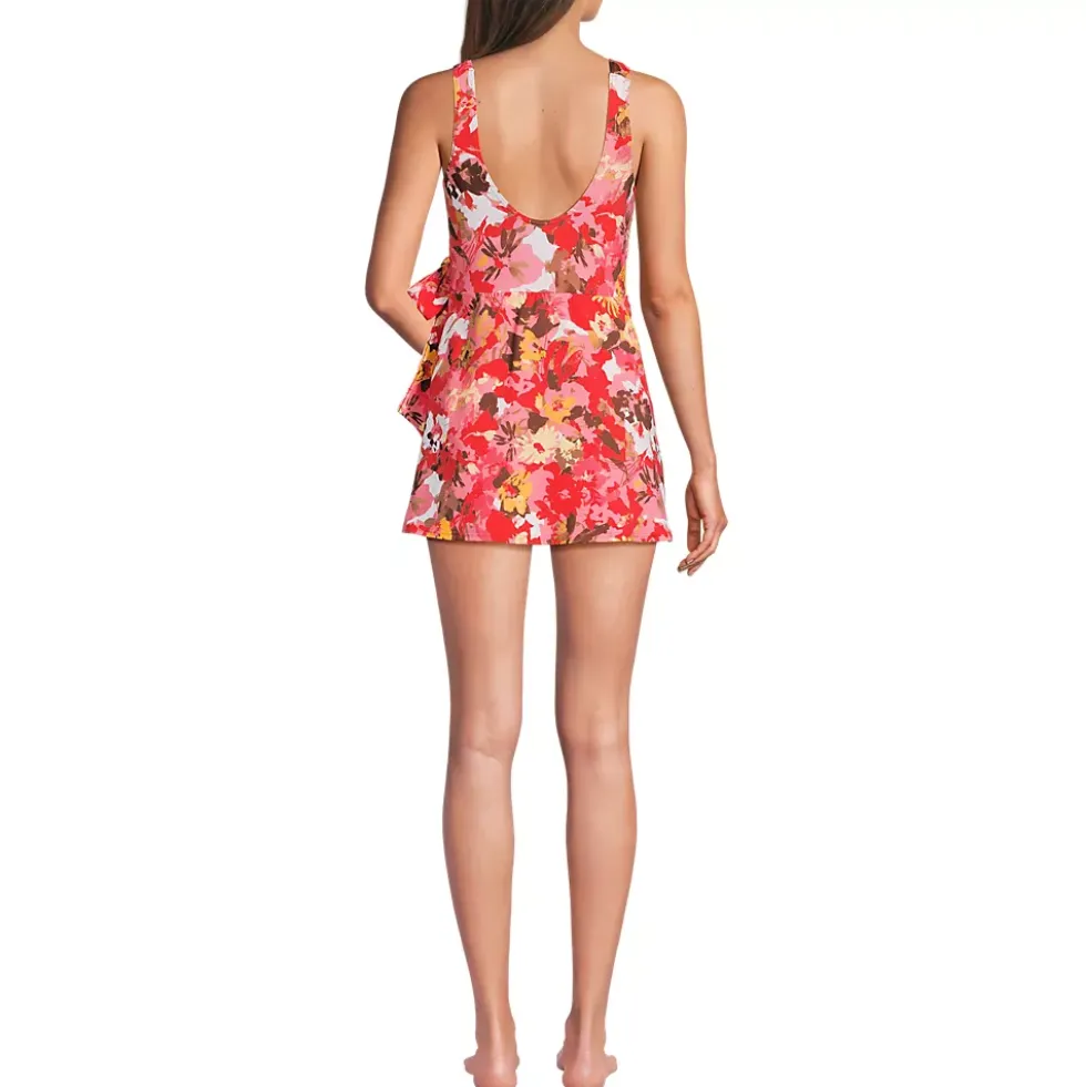 Women's Side Tie Mini Swim Dress Swimsuit