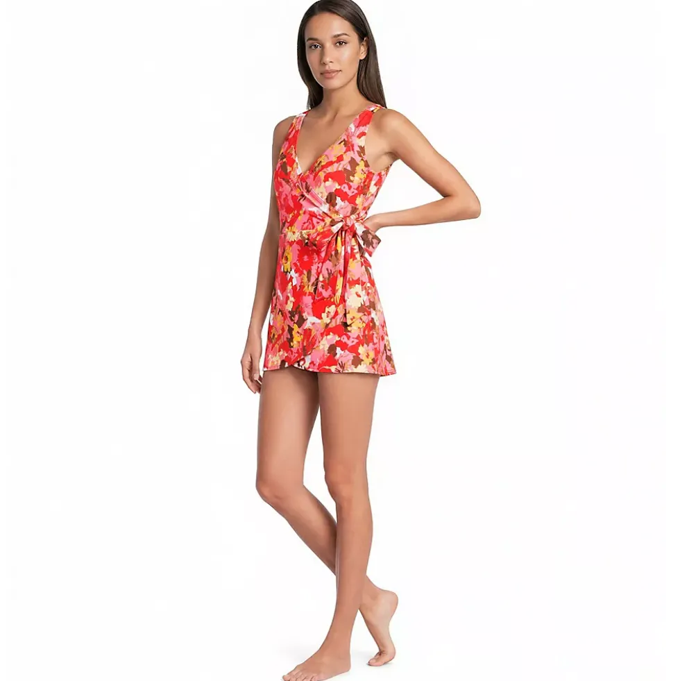 Women's Side Tie Mini Swim Dress Swimsuit