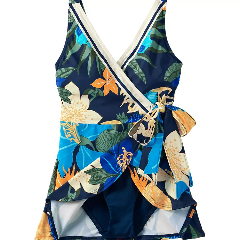 Women's Side Tie Mini Swim Dress Swimsuit