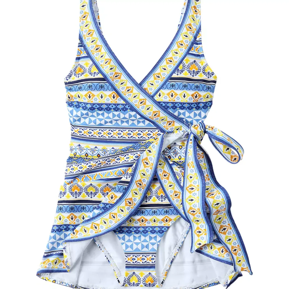 Women's Side Tie Mini Swim Dress Swimsuit