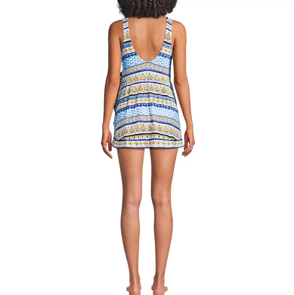 Women's Side Tie Mini Swim Dress Swimsuit