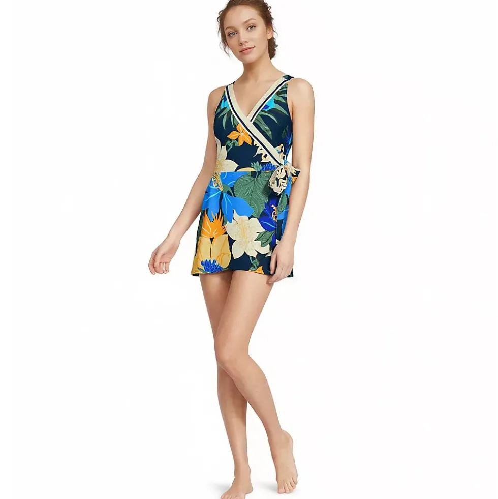 Women's Side Tie Mini Swim Dress Swimsuit