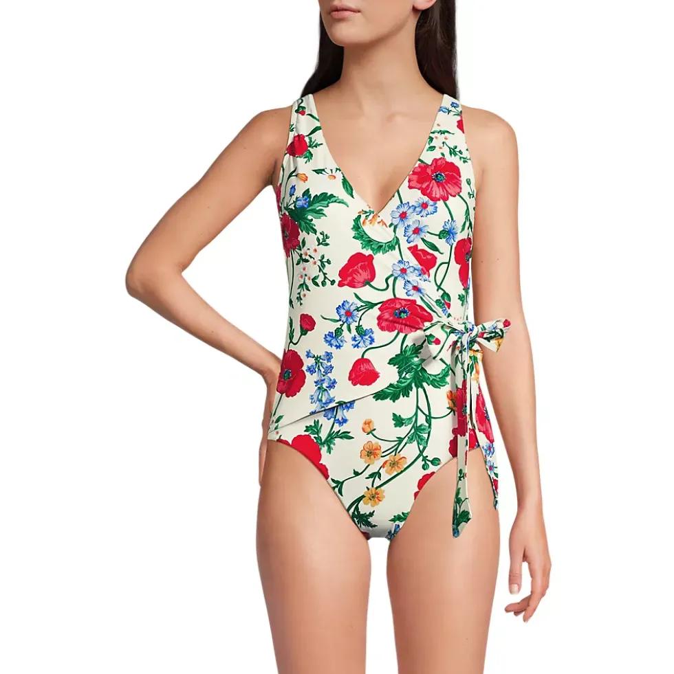 Women's Side Tie Wrap One Piece Swimsuit