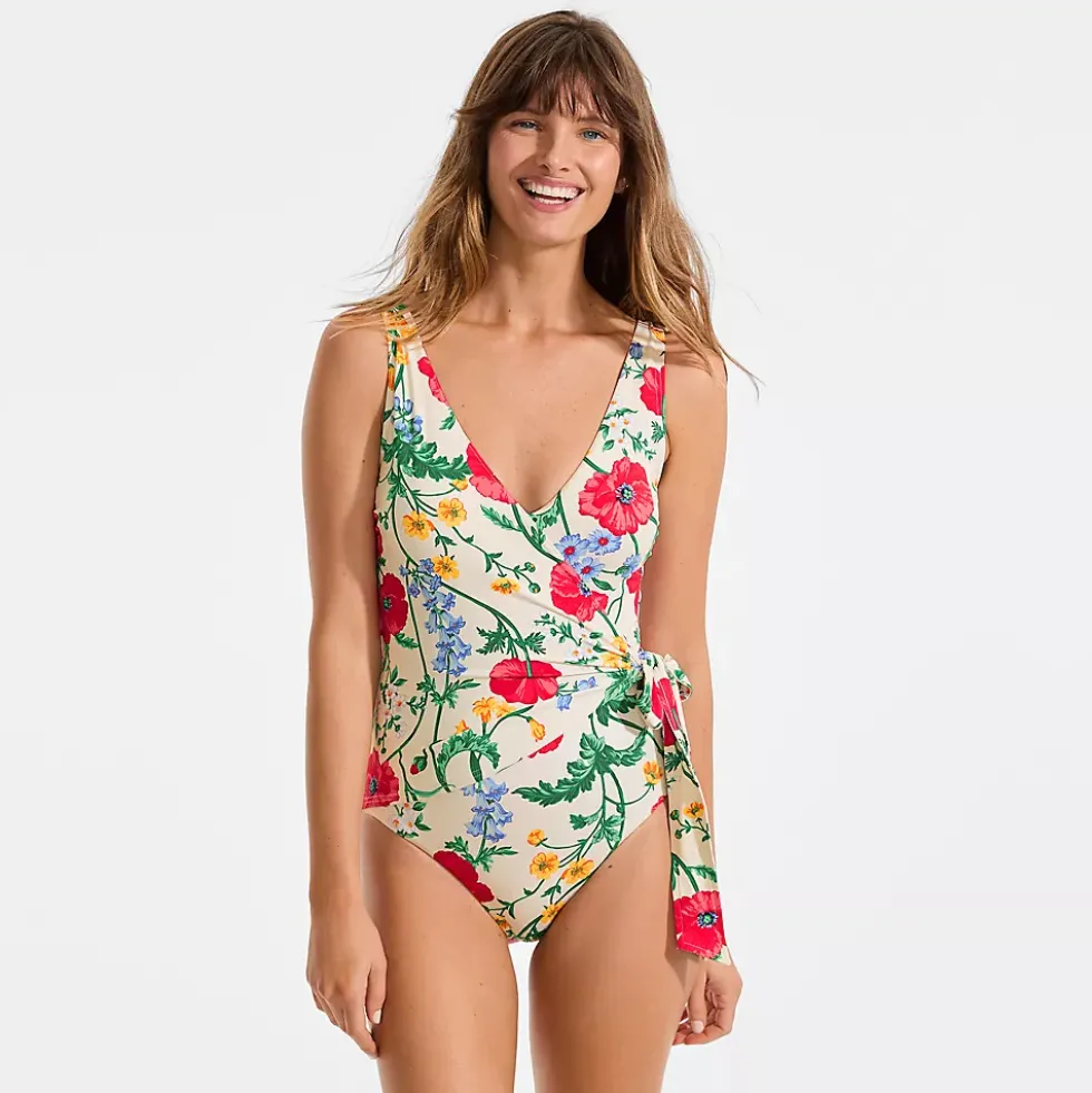 Women's Side Tie Wrap One Piece Swimsuit
