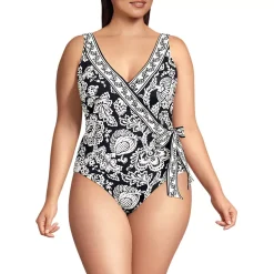 Women's Side Tie Wrap One Piece Swimsuit