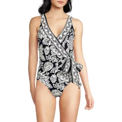Women's Side Tie Wrap One Piece Swimsuit