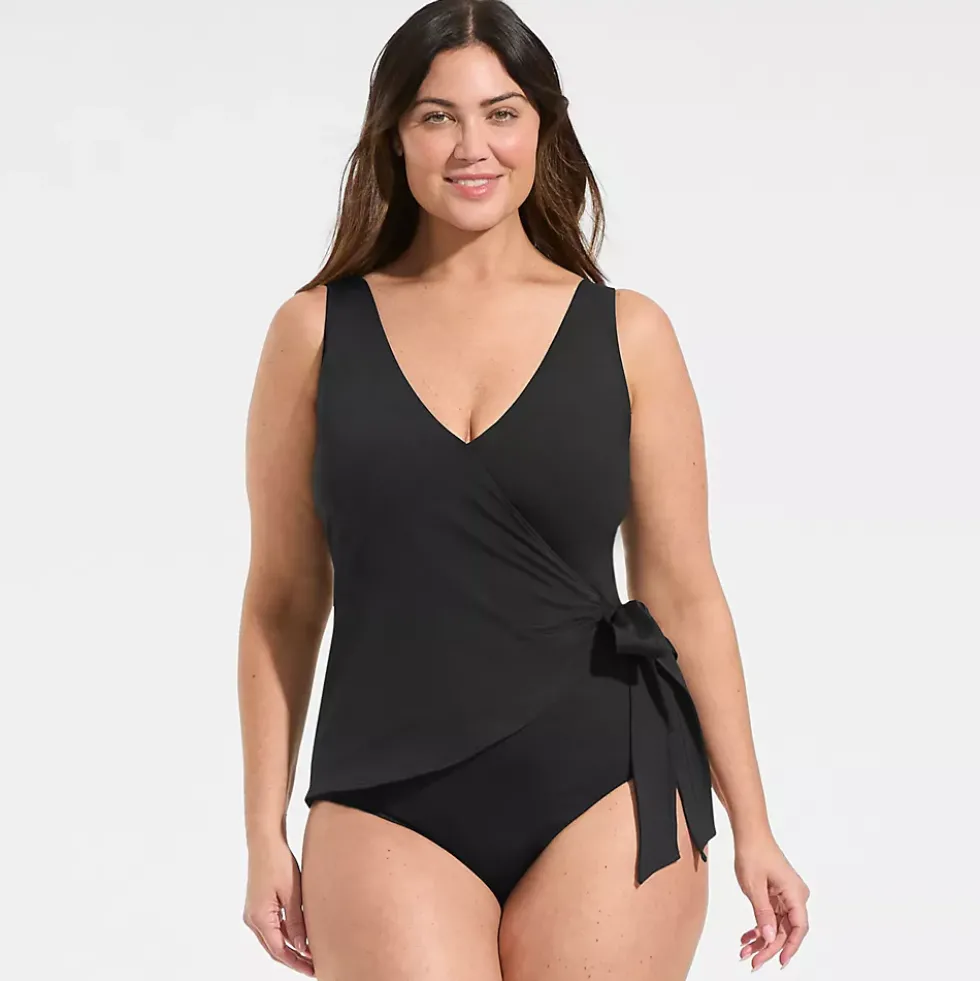 Women's Side Tie Wrap One Piece Swimsuit