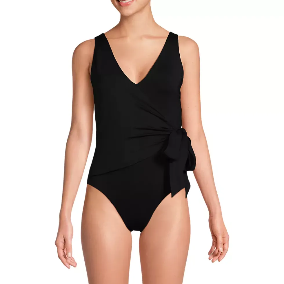 Women's Side Tie Wrap One Piece Swimsuit