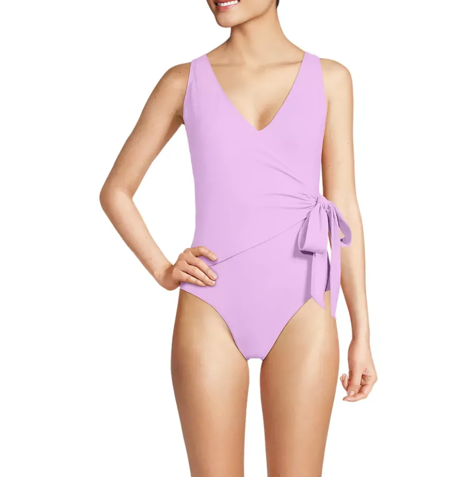 Women's Side Tie Wrap One Piece Swimsuit