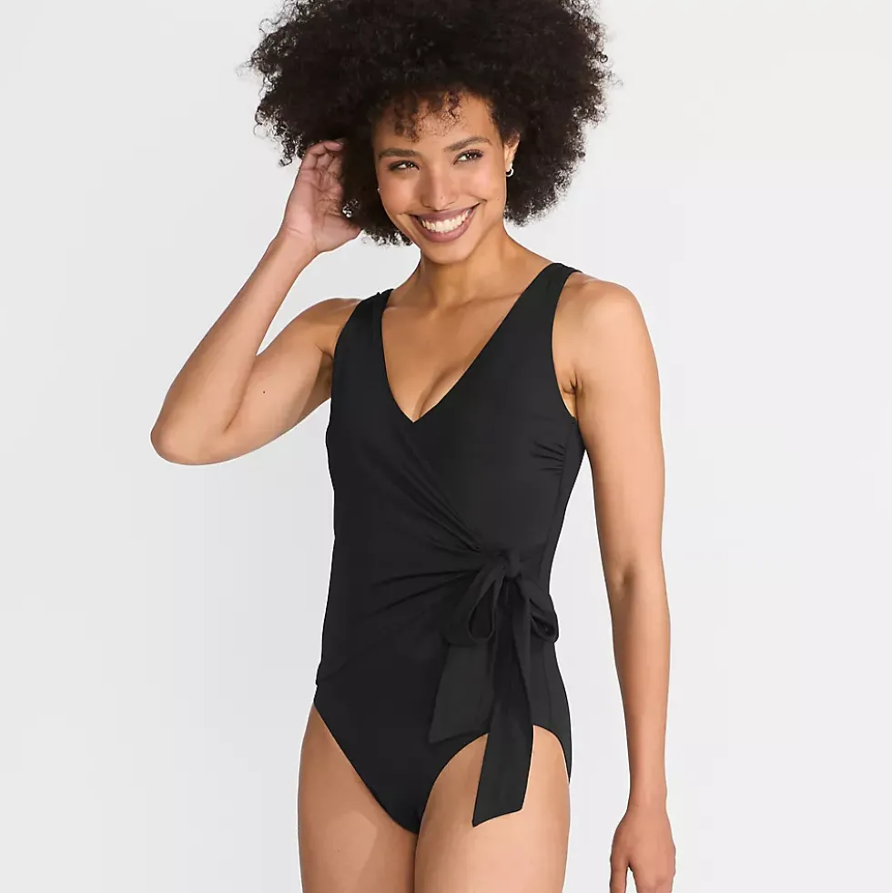 Women's Side Tie Wrap One Piece Swimsuit