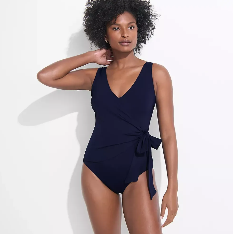 Women's Side Tie Wrap One Piece Swimsuit
