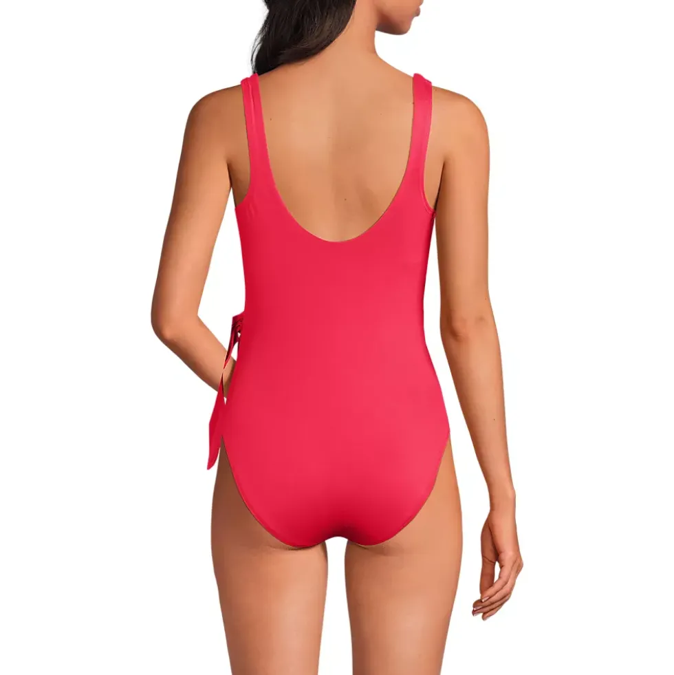 Women's Side Tie Wrap One Piece Swimsuit