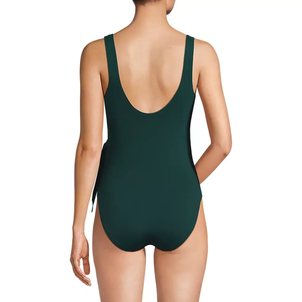 Women's Side Tie Wrap One Piece Swimsuit