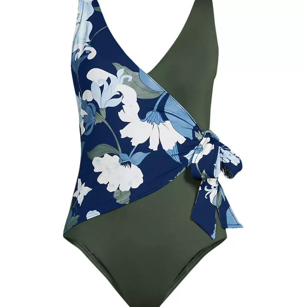 Women's Side Tie Wrap One Piece Swimsuit