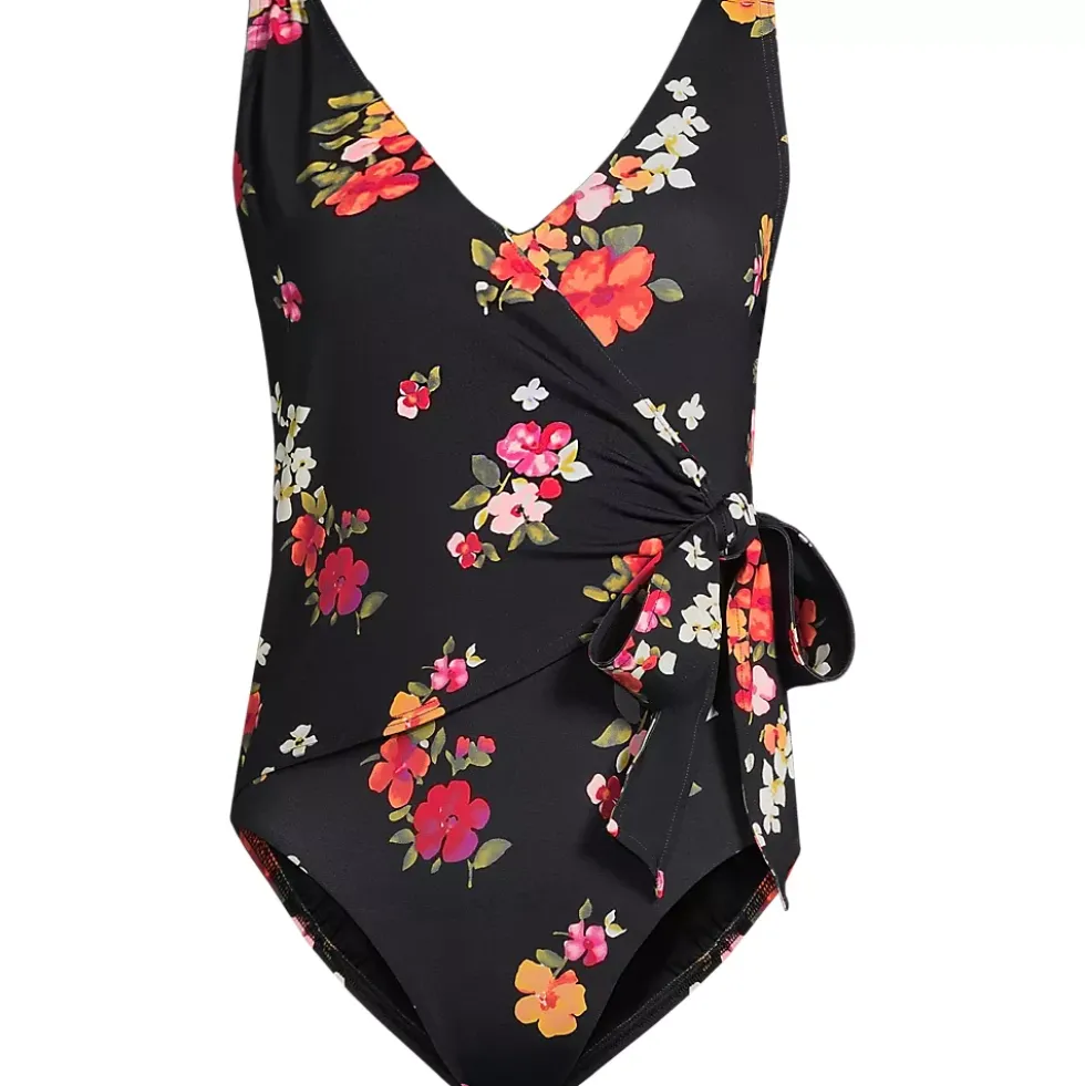 Women's Side Tie Wrap One Piece Swimsuit