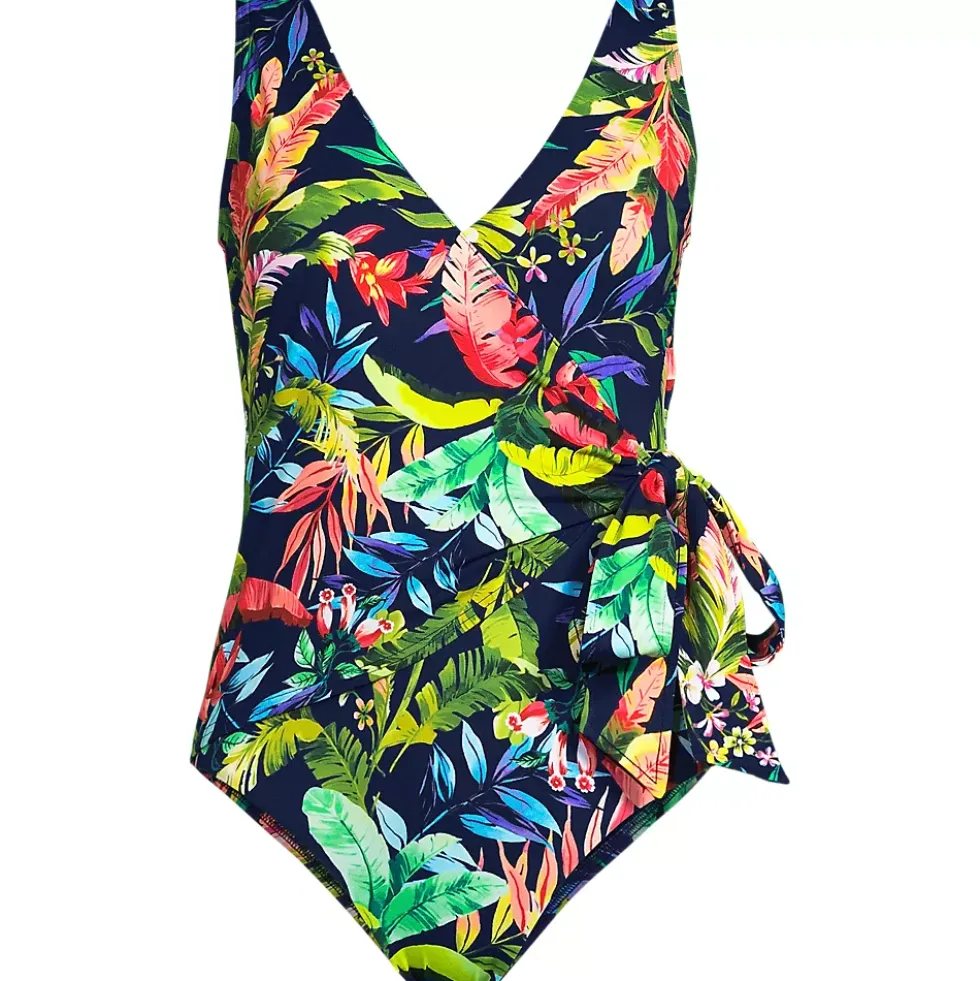 Women's Side Tie Wrap One Piece Swimsuit