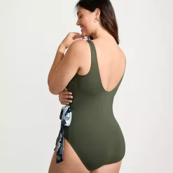 Women's Side Tie Wrap One Piece Swimsuit