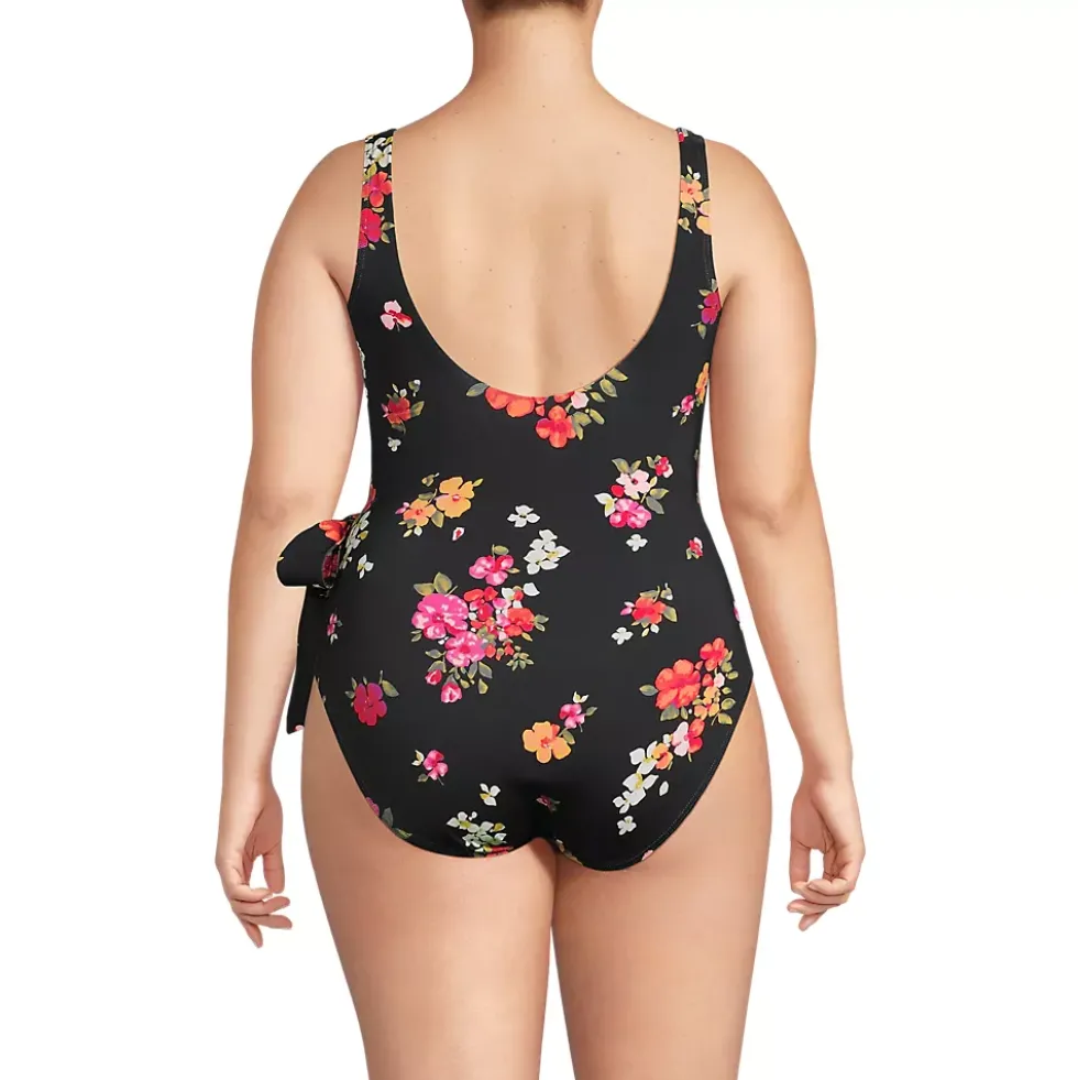 Women's Side Tie Wrap One Piece Swimsuit