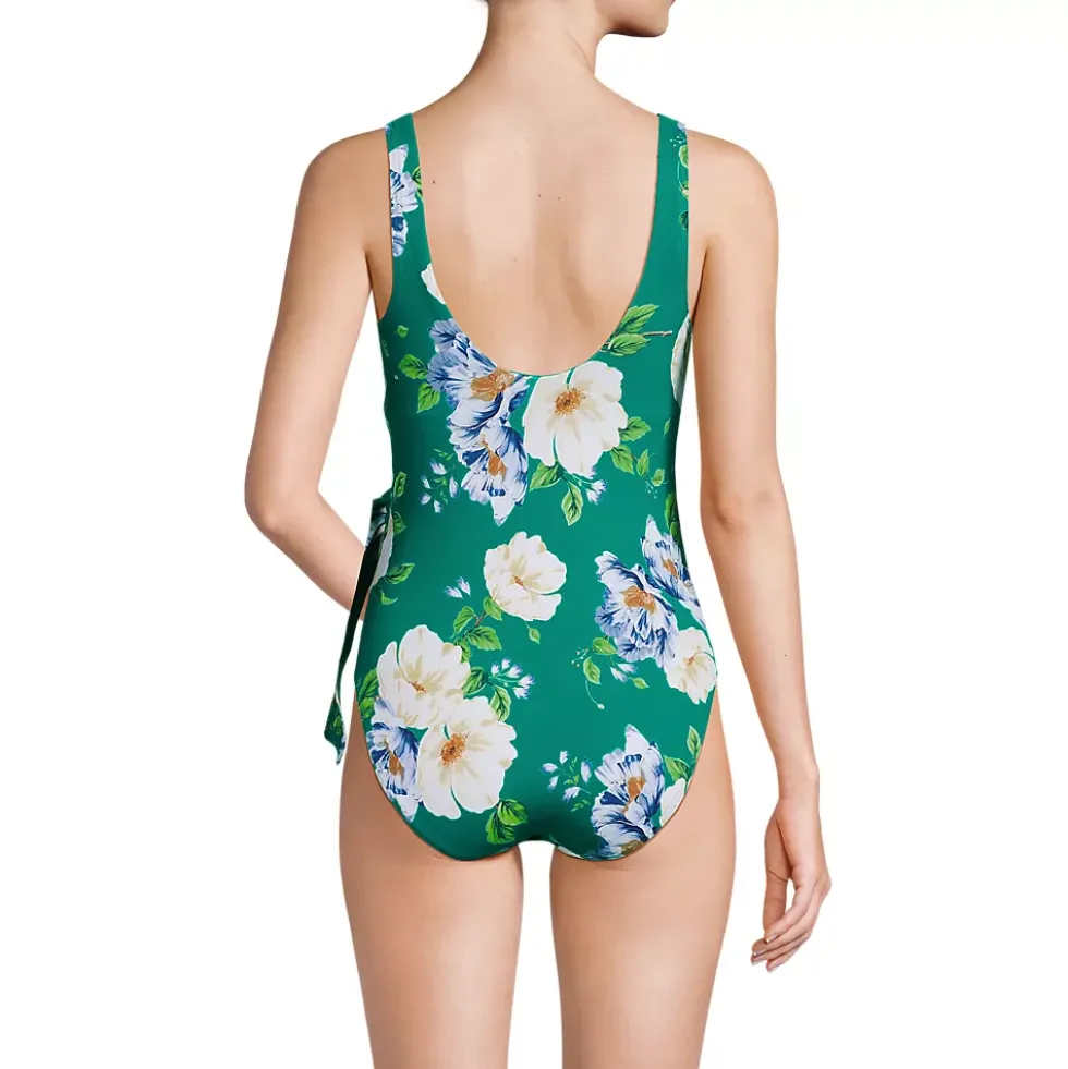 Women's Side Tie Wrap One Piece Swimsuit