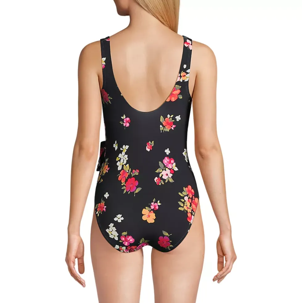 Women's Side Tie Wrap One Piece Swimsuit