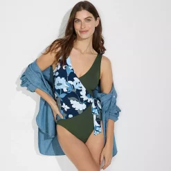 Women's Side Tie Wrap One Piece Swimsuit