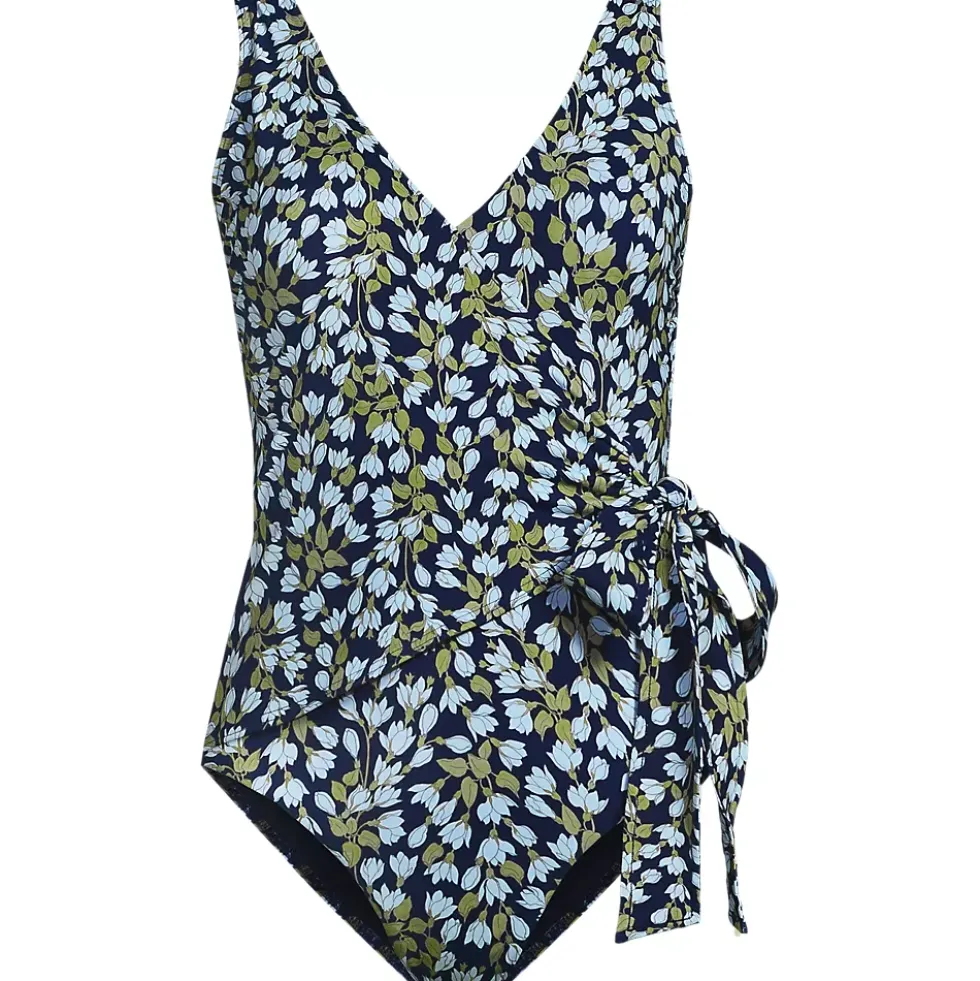 Women's Side Tie Wrap One Piece Swimsuit