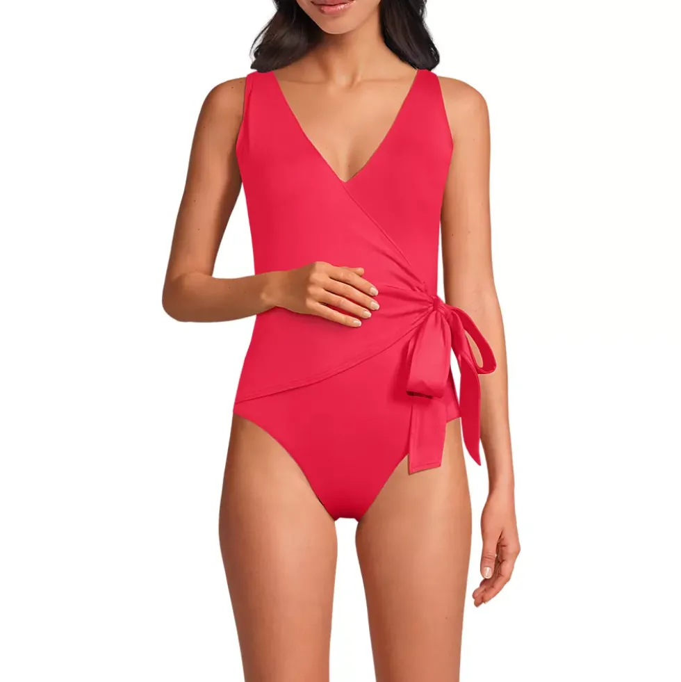 Women's Side Tie Wrap One Piece Swimsuit