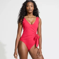 Women's Side Tie Wrap One Piece Swimsuit