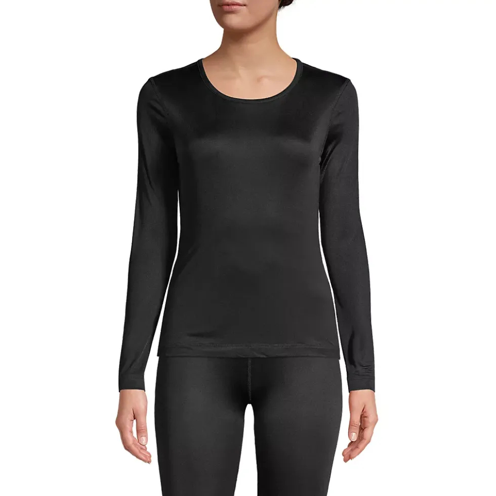 Women's Silk Interlock Long Sleeve Crewneck Long Underwear Top