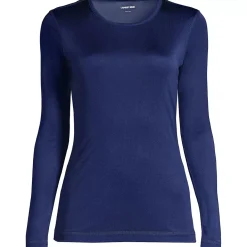 Women's Silk Interlock Long Sleeve Crewneck Long Underwear Top