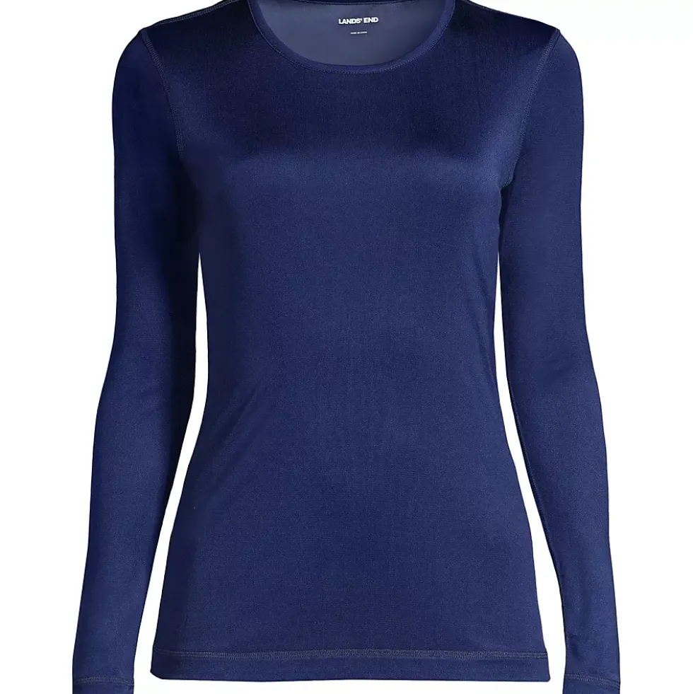 Women's Silk Interlock Long Sleeve Crewneck Long Underwear Top