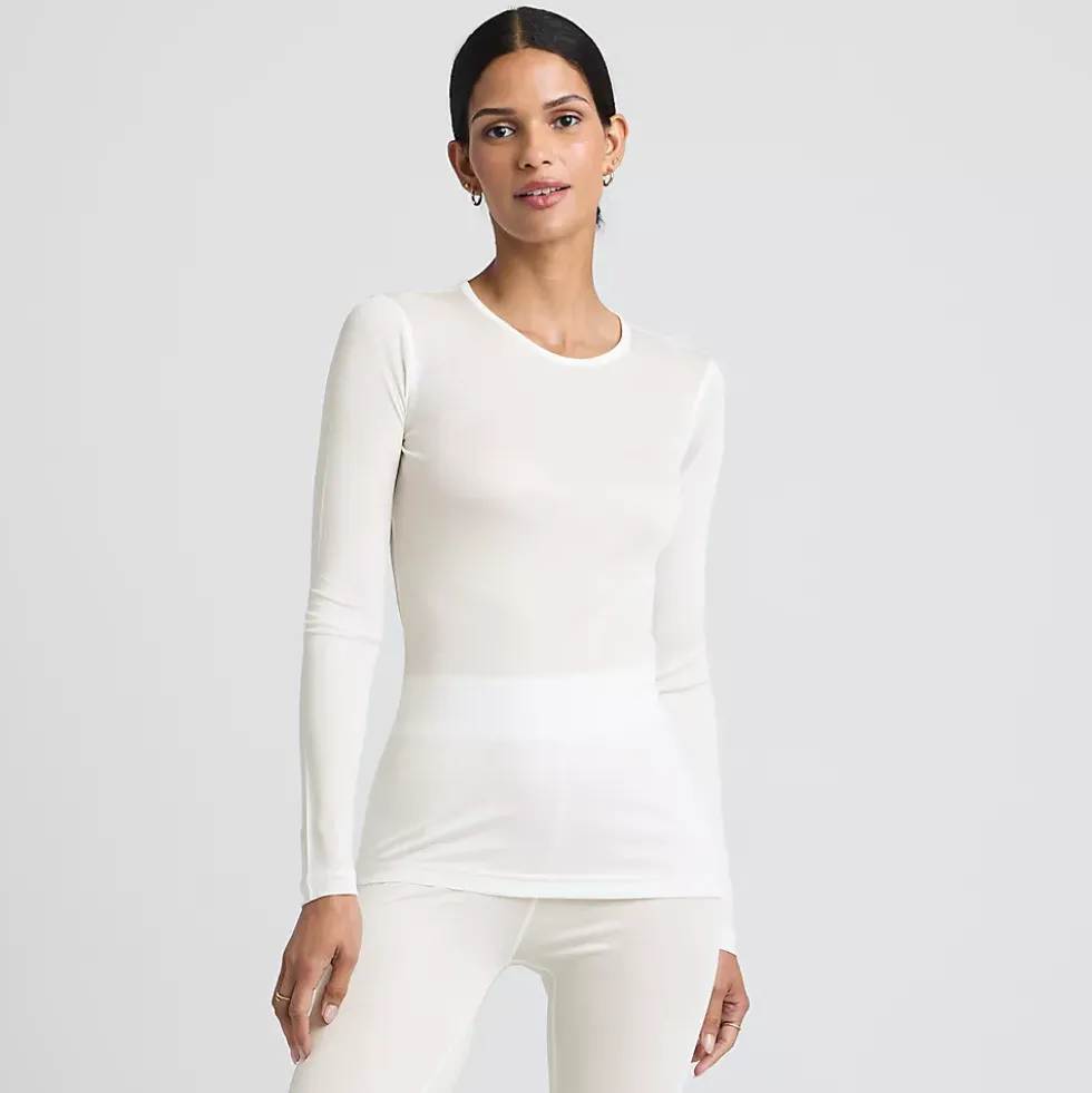 Women's Silk Interlock Long Sleeve Crewneck Long Underwear Top