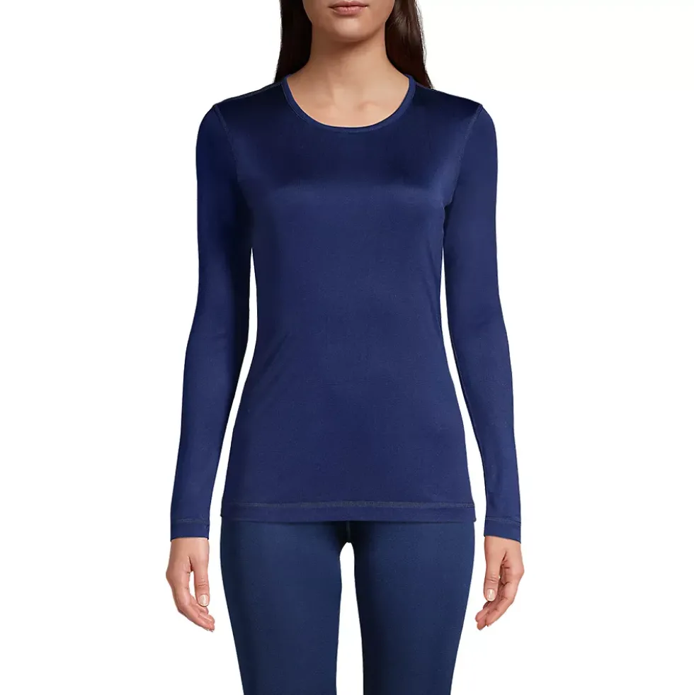 Women's Silk Interlock Long Sleeve Crewneck Long Underwear Top