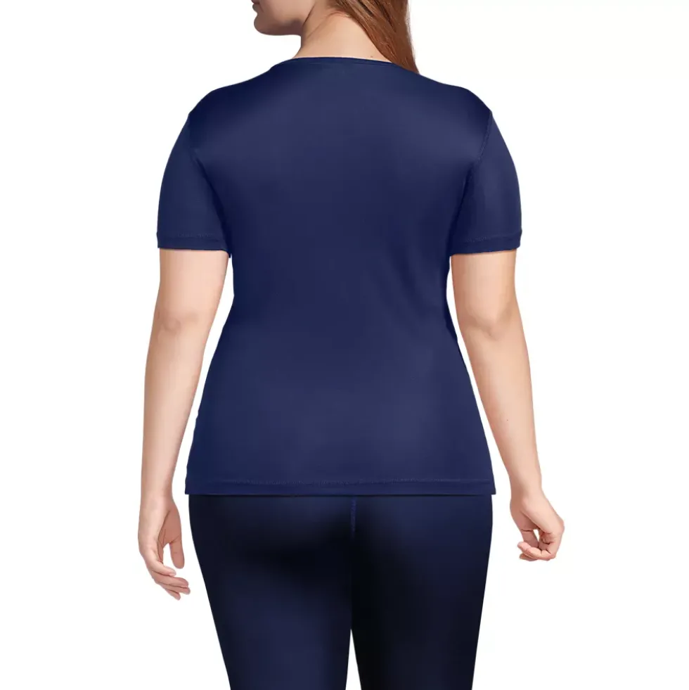 Women's Silk Interlock Short Sleeve Crewneck Long Underwear Thermal Baselayer Top