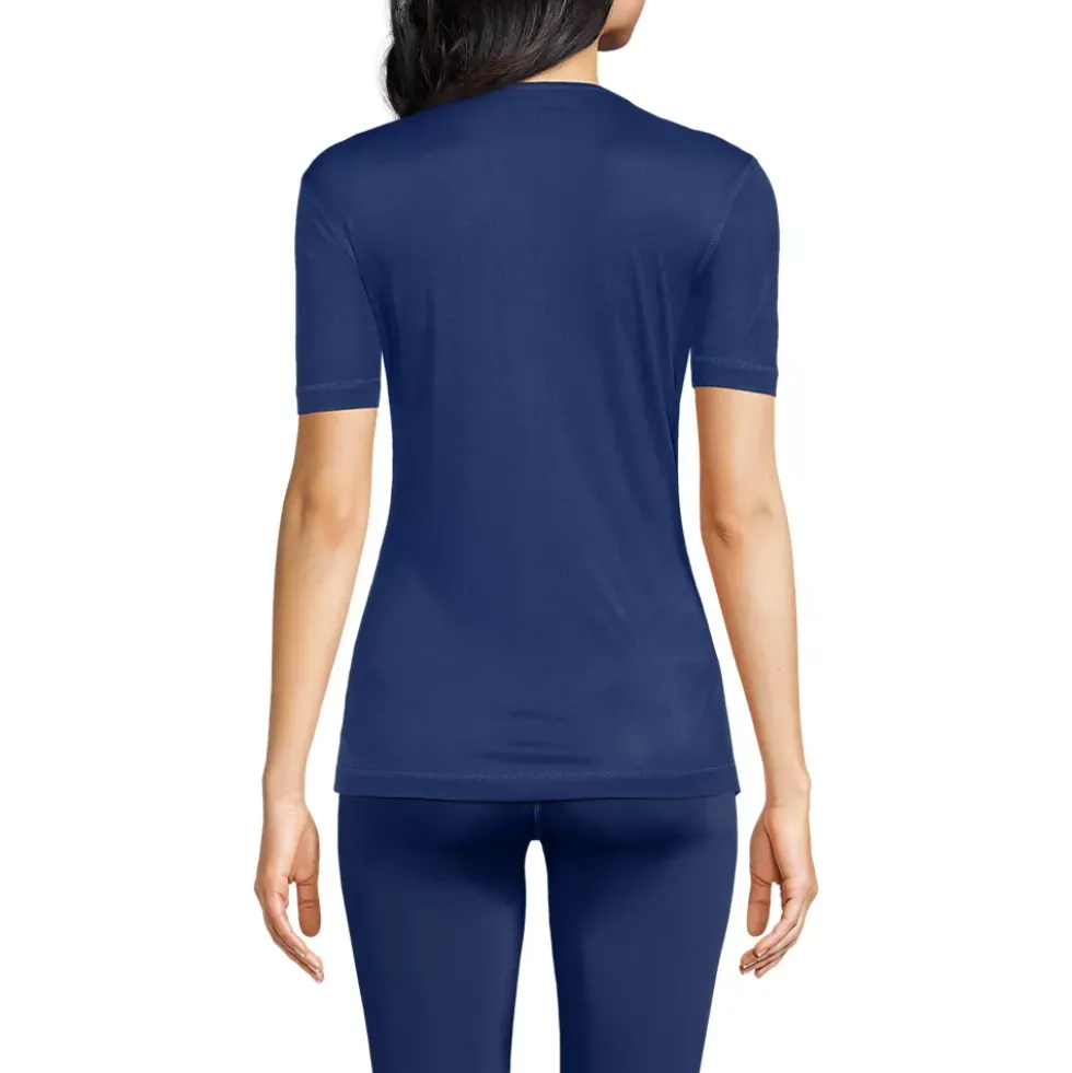 Women's Silk Interlock Short Sleeve Crewneck Long Underwear Thermal Baselayer Top