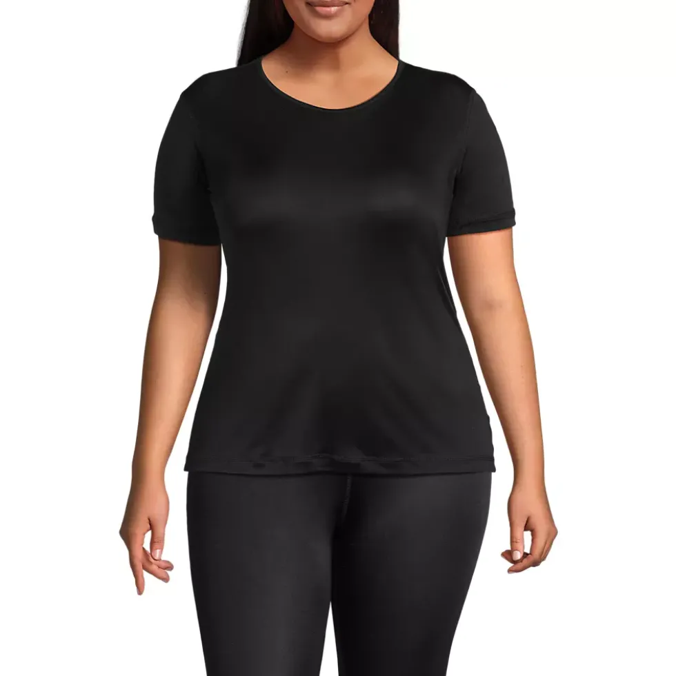 Women's Silk Interlock Short Sleeve Crewneck Long Underwear Thermal Baselayer Top