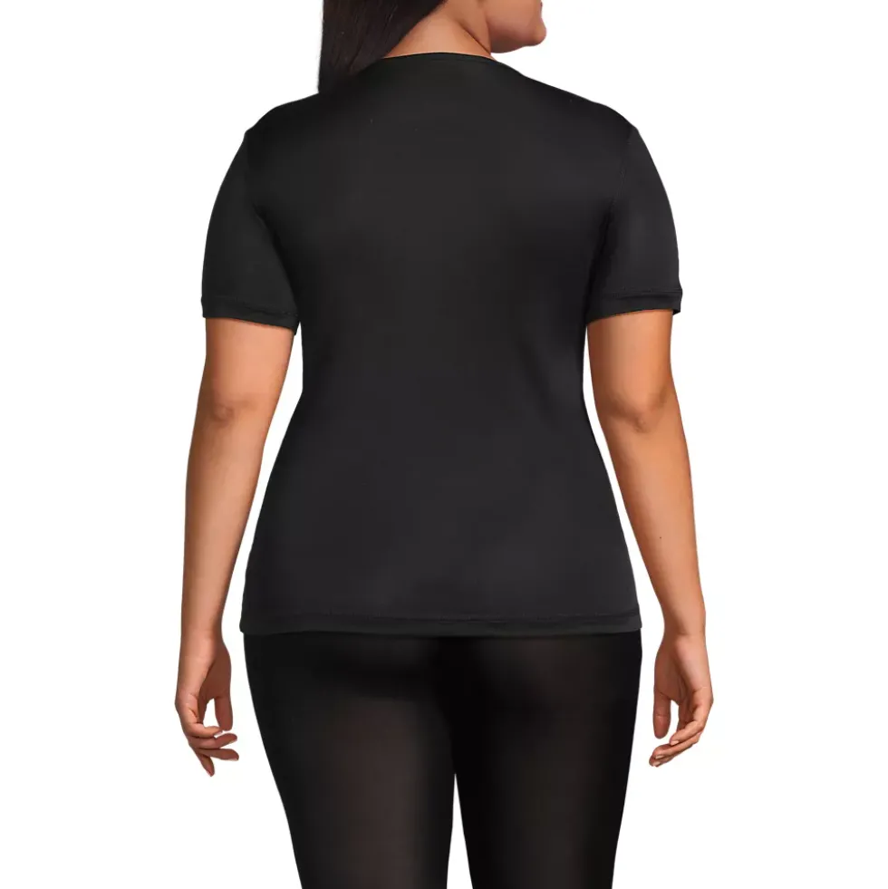 Women's Silk Interlock Short Sleeve Crewneck Long Underwear Thermal Baselayer Top