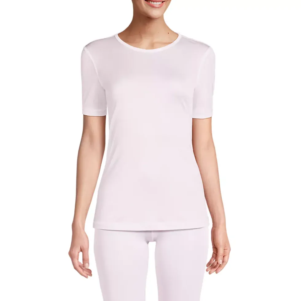 Women's Silk Interlock Short Sleeve Crewneck Long Underwear Thermal Baselayer Top