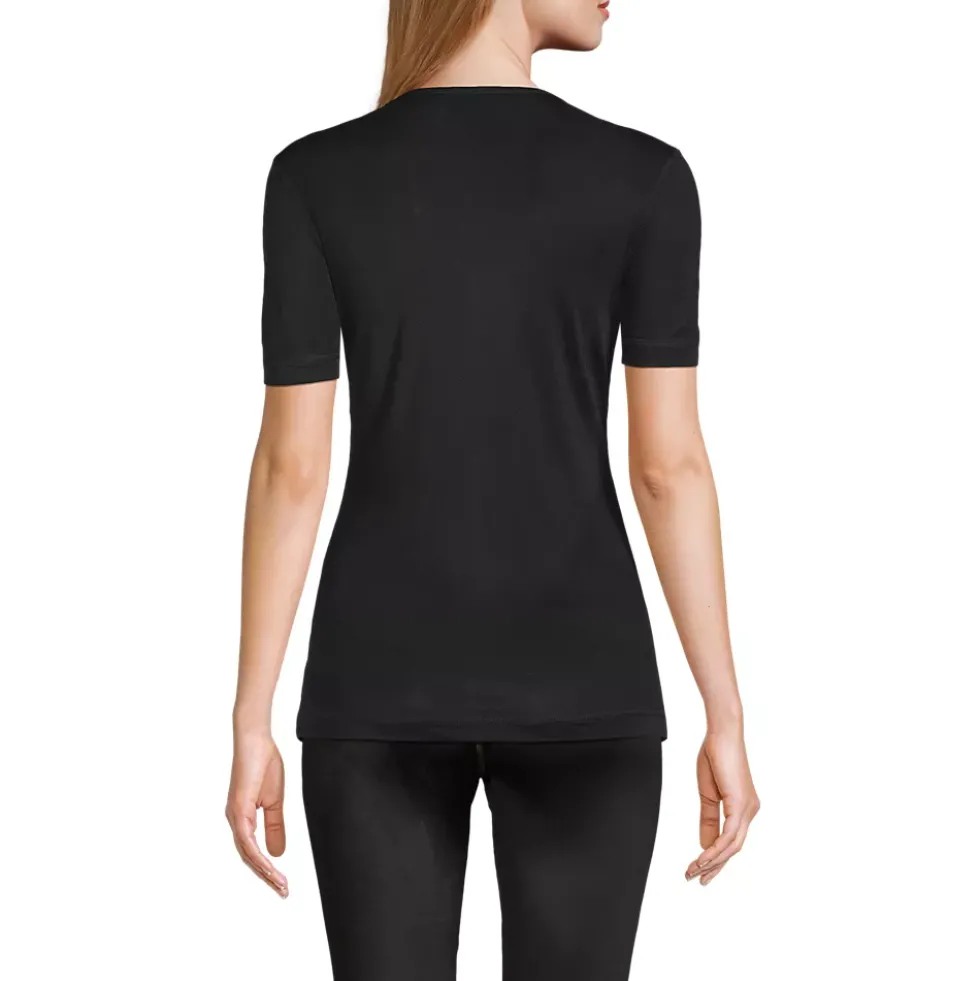 Women's Silk Interlock Short Sleeve Crewneck Long Underwear Thermal Baselayer Top