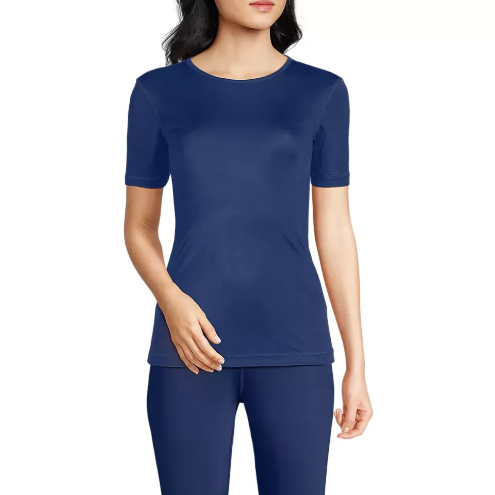 Women's Silk Interlock Short Sleeve Crewneck Long Underwear Thermal Baselayer Top
