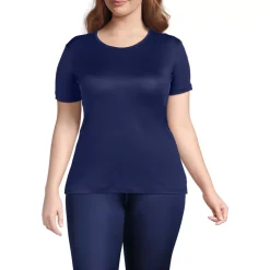 Women's Silk Interlock Short Sleeve Crewneck Long Underwear Thermal Baselayer Top