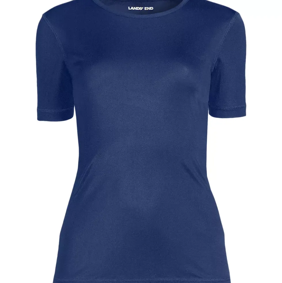 Women's Silk Interlock Short Sleeve Crewneck Long Underwear Thermal Baselayer Top