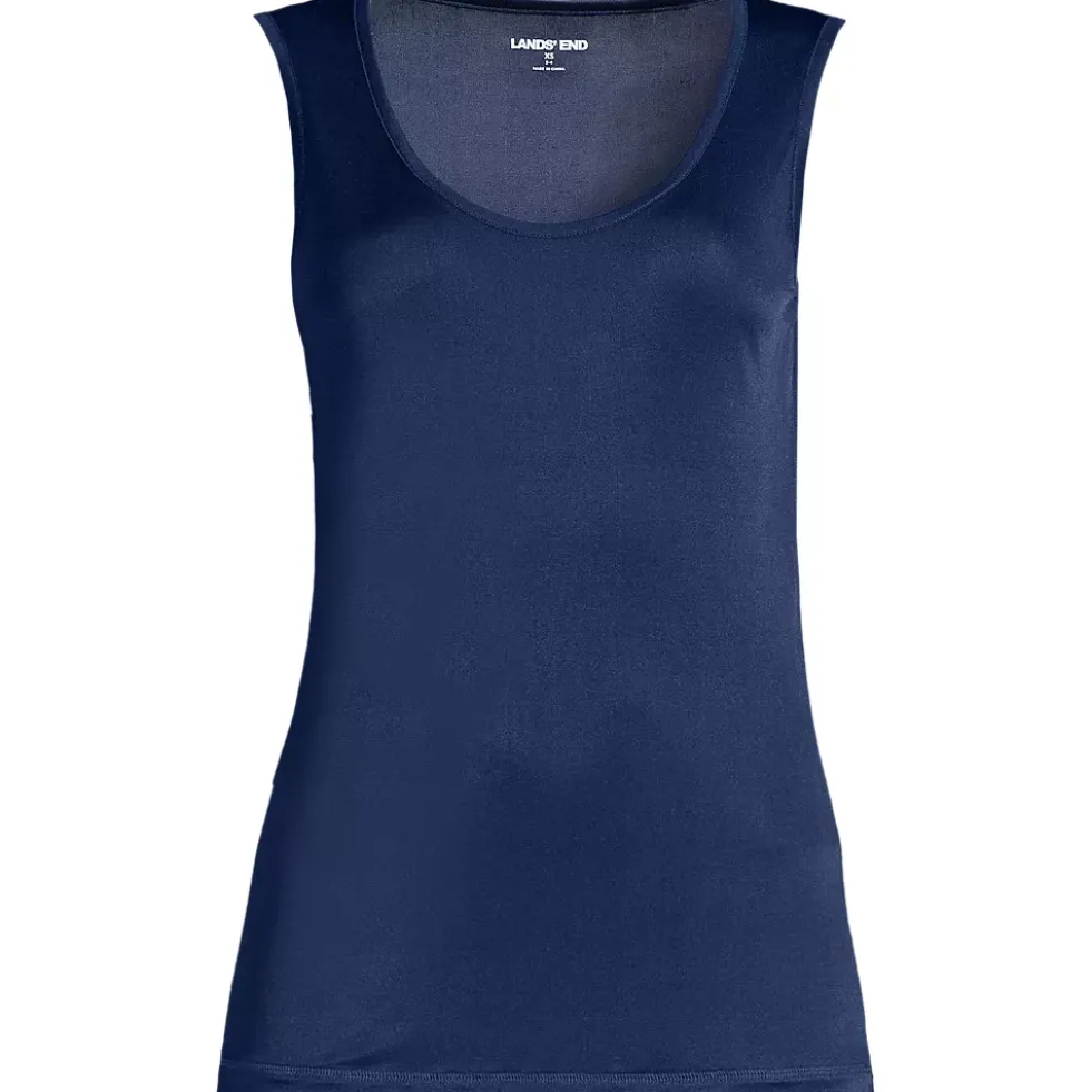 Women's Silk Interlock Tank Top Sleeveless Long Underwear Top
