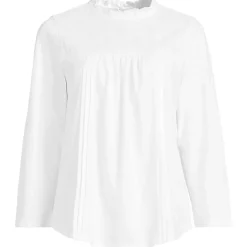 Women's 3/4 Sleeve Cotton Slub Lace Trim Top