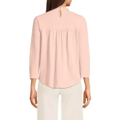 Women's 3/4 Sleeve Cotton Slub Lace Trim Top