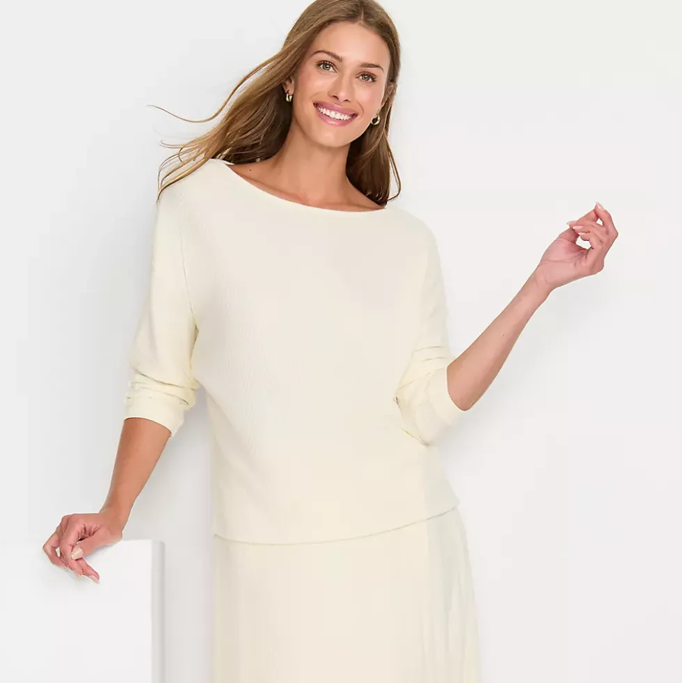 Women's 3/4 Sleeve Cozy Rib Dolman Top