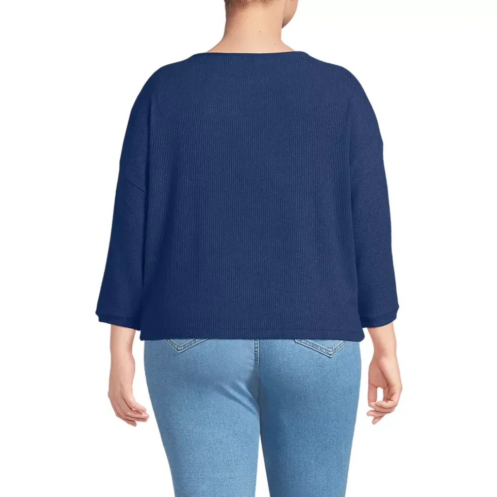 Women's 3/4 Sleeve Cozy Rib Dolman Top